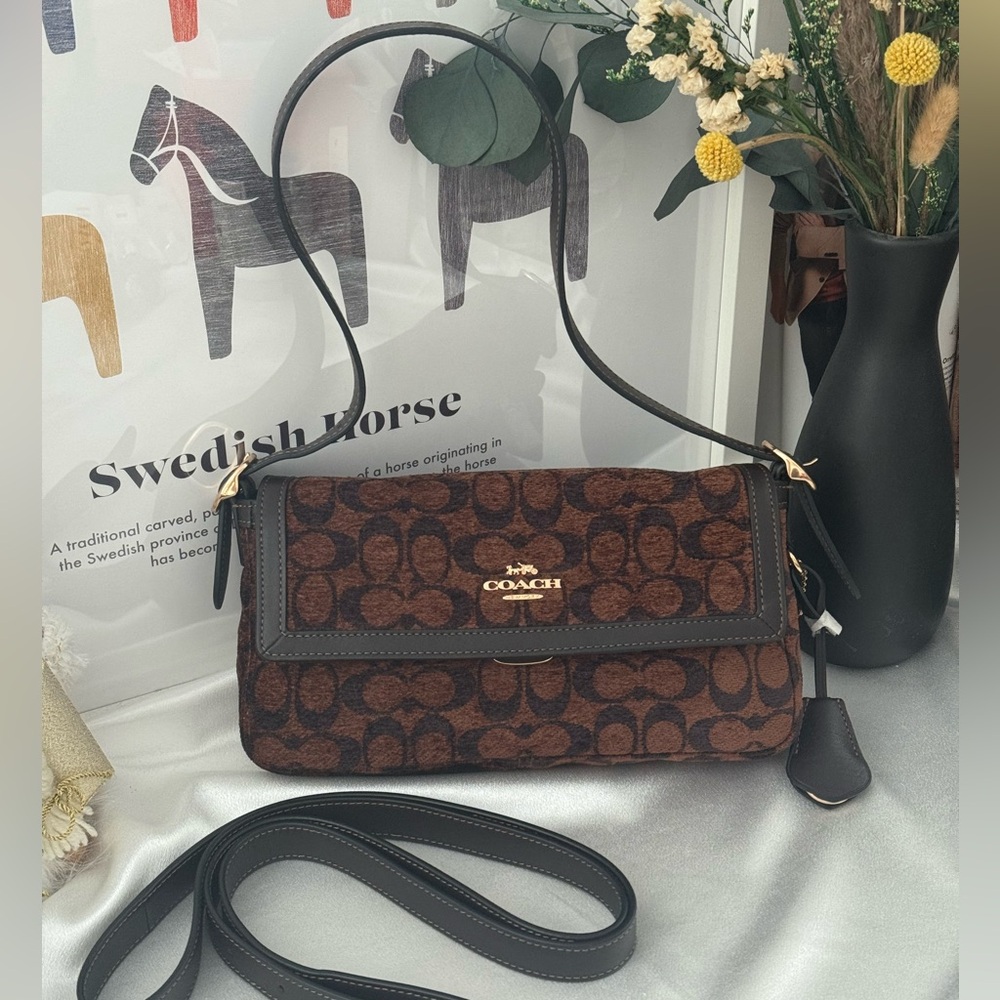 Coach Etta Small Flap Shoulder Bag In Signature Chenille